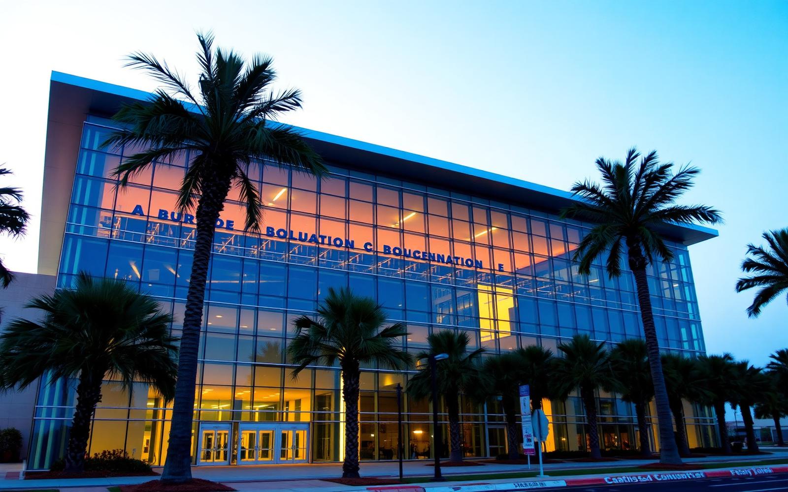 Ocean Center exterior at dusk
